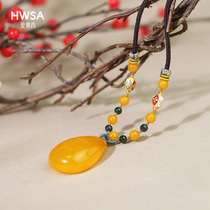 Aihuashang (Five-way God of Wealth) water drop-shaped beeswax necklace