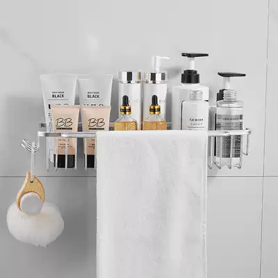 Punch-free space aluminum shower shower room Bathroom bath powder room Wall-mounted toilet net basket rack Shower gel