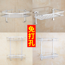 Punch-free punch-free bathroom tripod Bathroom shelf Double 2-layer toilet storage wall-mounted hardware pendant