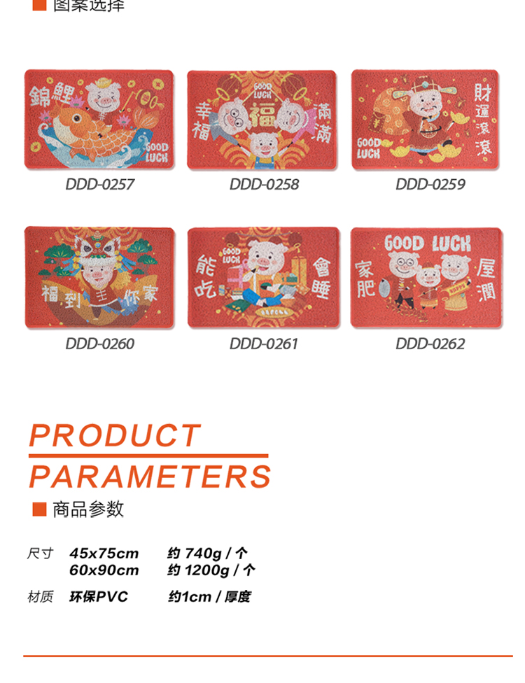 Thảm trải sàn tùy chỉnh 2019 Lợn vàng năm mới May mắn Nafo thảm nhà cửa mat chống trượt Bắc Âu - Thảm sàn thảm đá chùi chân