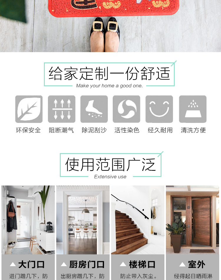 Zanwu năm con chó Bắc Âu tốt lành Nafu nơi may mắn pad chăn phủ bụi vào cửa nhà mat chống trượt mat - Thảm sàn thảm lót chân