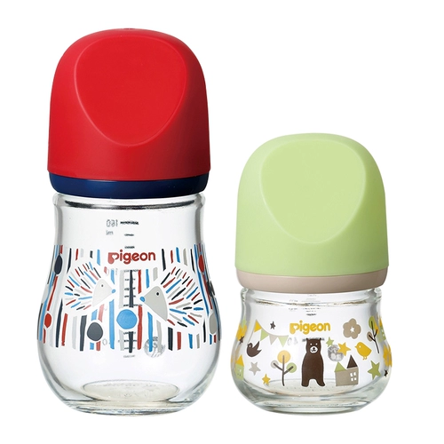 Pigeon, детская стеклянная бутылочка для кормления, силиконовая соска, широкое горлышко, защита при падении, 3 мес., 1 лет