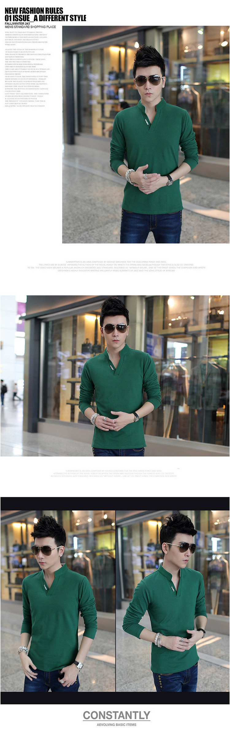 Mùa thu nam cổ áo dài tay áo thun cổ đứng t thanh niên đẹp trai kích thước lớn lỏng lẻo cotton từ bi áo sơ mi nam polo áo polo