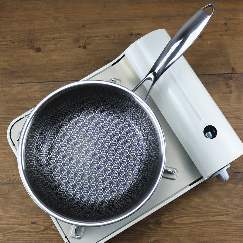 Small octopus 304 stainless steel frying pan honeycomb without oil smoke for frying pan multifunctional household induction cookers gas