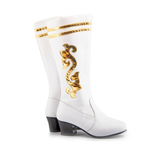Mongolian dance boots for men and women Mongolian shoes tall boots half cowhide half leather I white Daily ethnic style riding boots