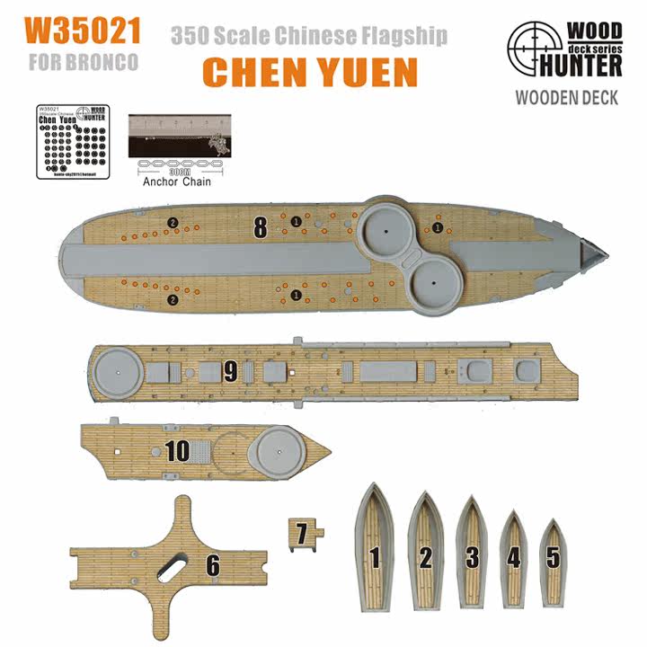 Hunter W35021 1:350 Beiyang Shuishi Zhenyuan ironclad wooden deck with Weijun NB5017