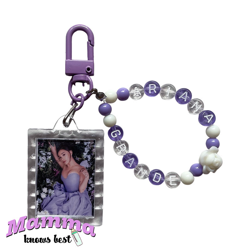 Ariana Grande God Is a Woman Retro DIY Letter Photo Frame Double-Sided Keychain Pendant