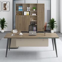 四川成都板式简约家具钢木班台现代主管桌办公桌老板桌经理桌定制