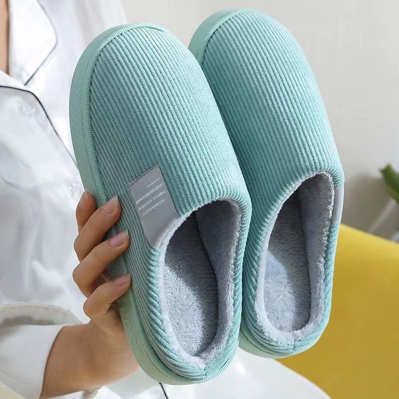 Cotton Slippers Lady Winter Indoor Home Stay Warm 2023 New Fur Slippers Male for Home Men Winter-Taobao