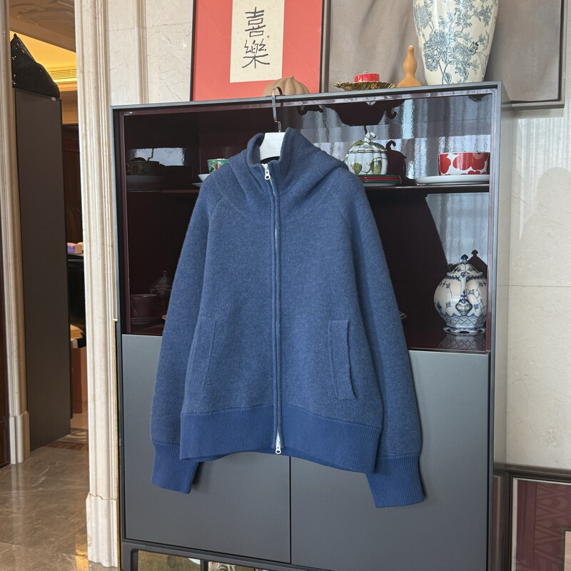 Cloud Goat Cashmere Myl 2026 Autumn Cashmere Blend Hooded Knit Sweater Strong Shrinkage Double Zipper Cardigan Sweater Cloud Goat Cashmere Myl 2026 Autumn Cashmere Blend Hooded Knit Sweater Strong Shrinkage Double Zipper Cardigan Sweater