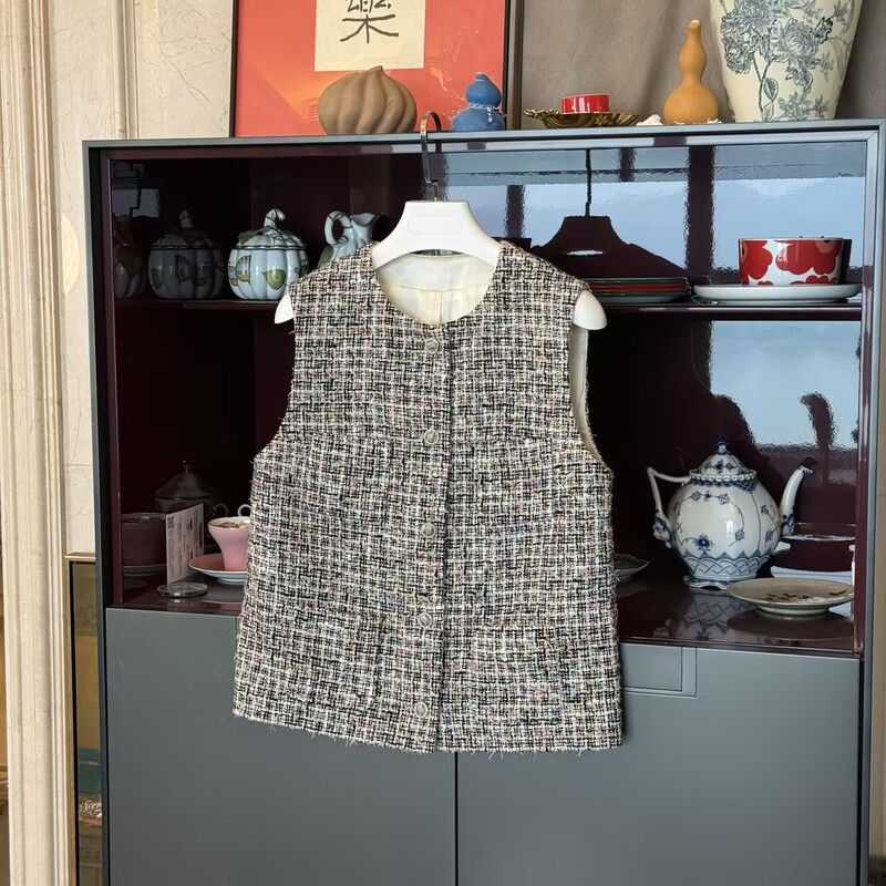 《Colorful Pen》Myl 2026 Spring/Summer New Silk Wool Blend Round Neck Small Plaid Chanel-Style Vest