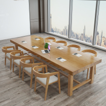 Full solid wood Negotiations Meeting table and chairs Combined office Long table bench Modern briefing room Long strip Grand table
