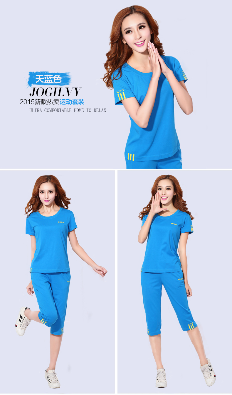 Mùa hè trung niên thể thao phù hợp với nữ kích thước lớn tay ngắn cổ tròn cắt quần cotton quần áo thể thao giản dị nữ thể thao mỏng - Thể thao sau bộ quần áo gió nam lining