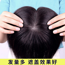 Head of real hair silk wig invisible non-trace hand-woven hair replacement block female wig top replacement piece real hair cover white hair