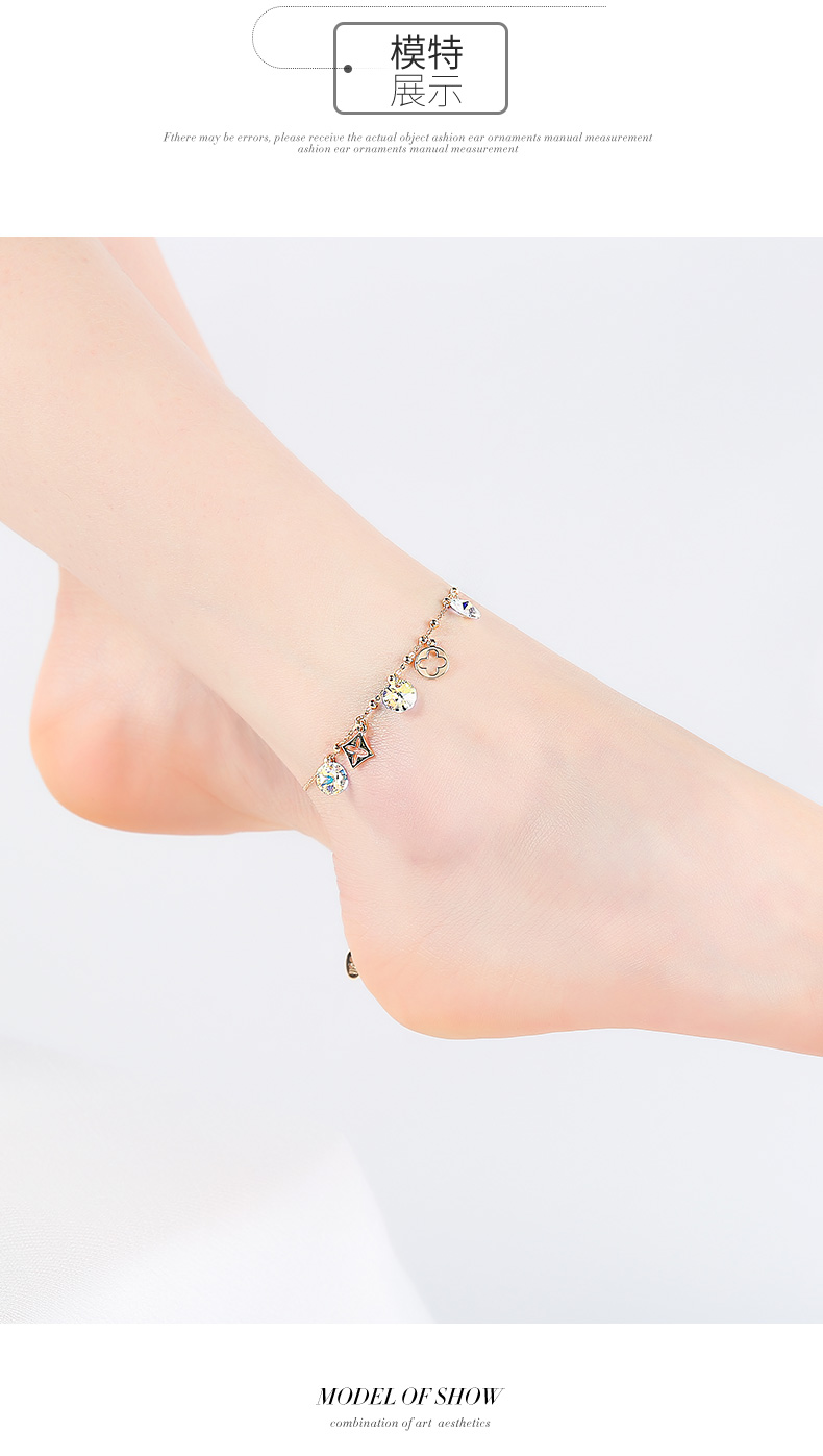 Trang sức Della khí chất hipster mùa xuân và mùa hè thời trang nữ vòng chân với yếu tố Swarovski chân pha lê lắc chân nữ vàng đẹp