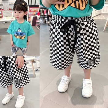 Temperament all-match ~ Boys' Western-style plaid shorts 2022 summer children's baby checkerboard five-point pants trend