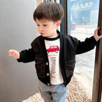 Splice design exquisite foreign boy 2021 autumn Korean black small coat baby spring and autumn coat tide