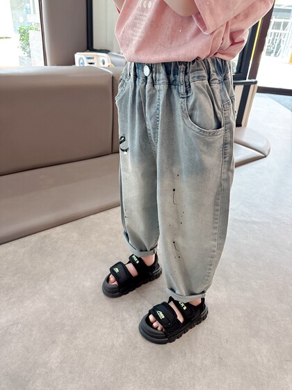 柔软舒适~男童夏季薄款牛仔裤长裤2025新款中小童洋气百搭防蚊裤