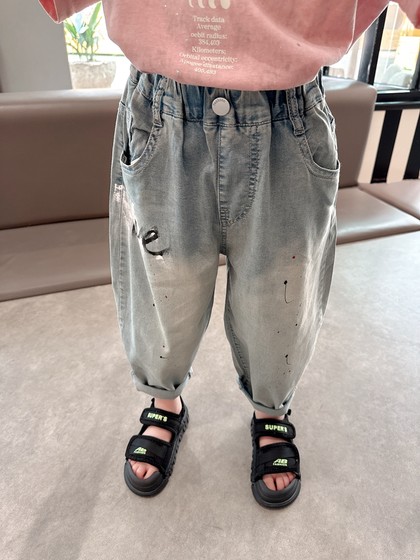 柔软舒适~男童夏季薄款牛仔裤长裤2025新款中小童洋气百搭防蚊裤