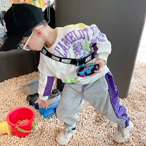 Boy foreign air Korean version of color-dressing clothes 2021 autumn children baby spring and autumn loose casual top tide