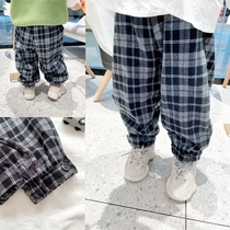 Boys foreign style Joker pants 2021 autumn baby loose tie pants children Spring and Autumn casual trousers tide