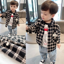 Close your eyes ~ fried chicken soft boy handsome plaid shirt 2021 Autumn New Baby Cotton long sleeve shirt