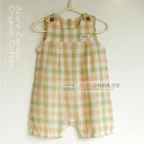 Imported Taiwan Blue Sky Canvas 100% cotton baby plaid vest climbing suit jumpsuit summer baby ha
