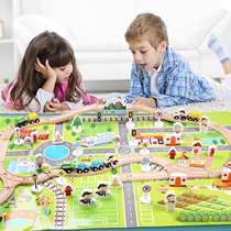 Wooden small train track suit wood building block children boy girl baby lean intellect to assemble 3-6-year-old toy