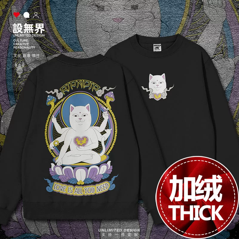 RIPNDIP, футболка с изображением посоха-среднего пальца, кот, множественные руки, святой лотос, уличная худи с капюшоном, мужчины и женщины, тренд 0018, дизайн без ограничений