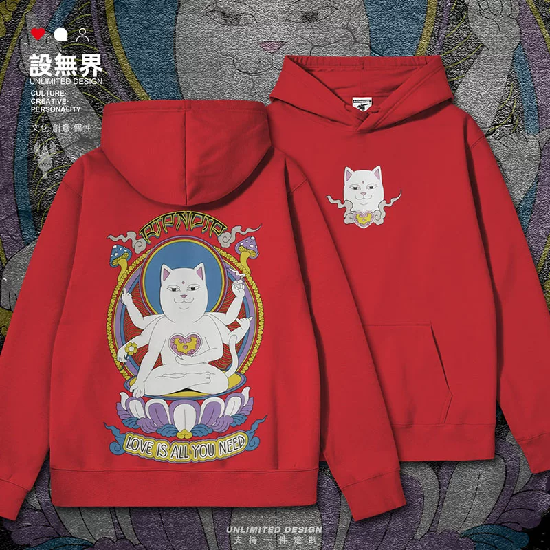 RIPNDIP, футболка с изображением посоха-среднего пальца, кот, множественные руки, святой лотос, уличная худи с капюшоном, мужчины и женщины, тренд 0018, дизайн без ограничений