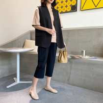 Pregnant women suit pants spring and summer 2021 New thin seven points Harlan radish pants eight small big leg pants