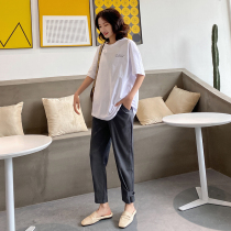 Pregnant women suit pants spring wear straight tube pants Harlan small foot pants fashion spring and autumn professional maternity casual pants tide tide