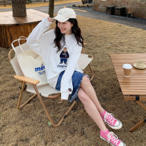 Nalla homemade Pregnant Woman Little Bear Sweatshirt Round Neckline Trends Spring Autumn ins2022 New Loose Korean version of blouses