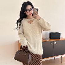◆Nora’s homemade◆Maternity knitted sweater with unique design hollow top autumn and winter new sweater bottoming shirt trendy