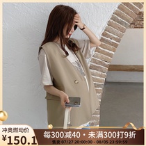 Pregnant womens suit vest jacket 2024 spring and autumn new Korean all-match version loose sleeveless V-neck vest