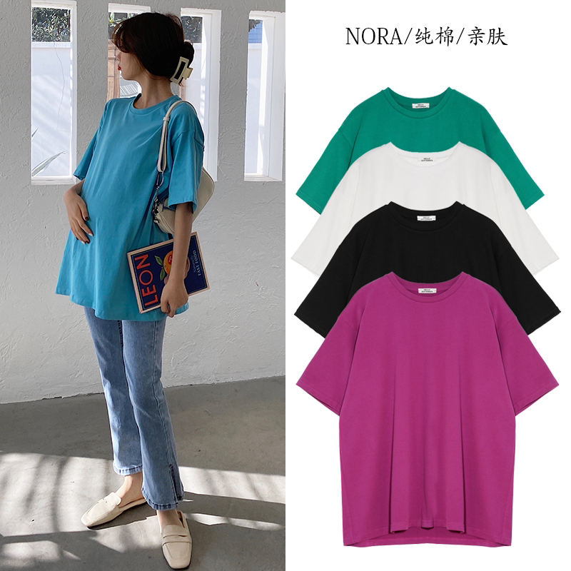 Nalla homemade 2 2 0 2 2 pregnant women fall thick pure cotton short sleeve t-shirt loose display slim 100 hitch bottom lap