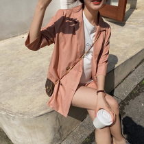 Pregnant women spring and summer fried street small suit jacket Korean fashion suit casual foreign style suit shorts two-piece tide