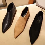 Martens, демисезонные короткие сапоги с острым носком, ботинки на плоской подошве, коллекция 2019 года, низкий каблук, из натуральной кожи, размер от 33