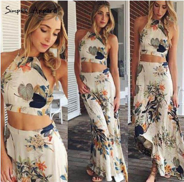 2018 summer new women's clothing European station color show waist small camisole lengthened skirt suit Vest+skirt