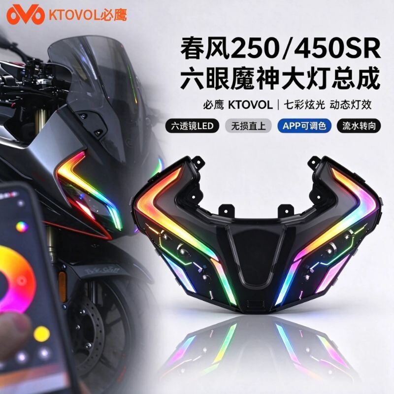 Suitable for Chunfeng 250Sr/450Sr Headlight Assembly, Non-Destructive Installation, Adjustable Color Led Lens, Headlight Modification Parts