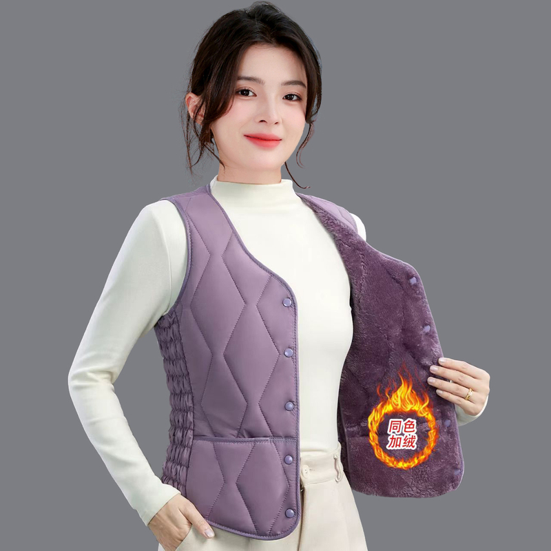 2025 Autumn/Winter New Women's down Cotton Vest, Popular Style, Fleece-Lined, Warm, Slim Fit, Short, Inner Wear, Thick Cotton Jacket