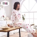 Bộ đồ ngủ tuyết flannel nữ mùa thu và mùa đông phim hoạt hình dâu tây dài tay học sinh phiên bản Hàn Quốc của bộ đồ lông cừu san hô dễ thương phù hợp với nhà - Bộ Pajama Bộ Pajama