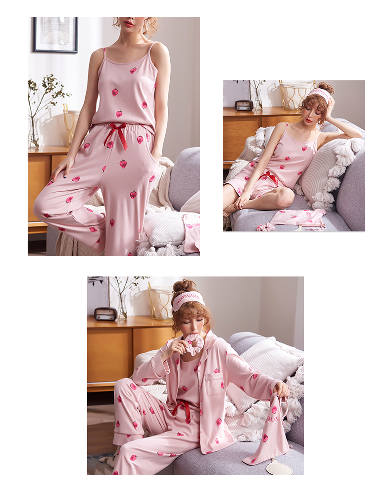 雪俐 草莓七件套装 睡衣家居服 图3