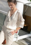 Полноэкранный роскошный VC Poison 22 Mimi тяжелые атласные темные линии Ripple Dot Dop Lose Silk Shirt S1492