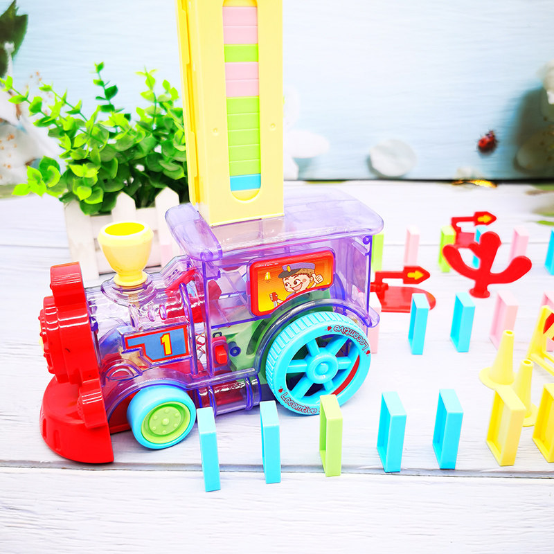 Electric dominoes automatically put small train children girls boys 3-6 years old card building block net red toys