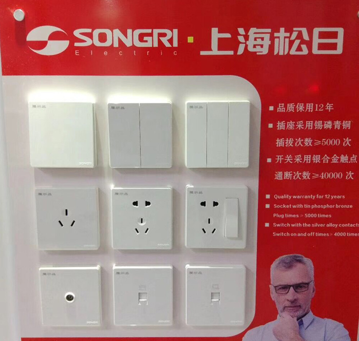 Shanghai Songri Switch Socket R1 Series Flat Large Edition Switch One Open Two Open Five-hole Socket 86 Type Dark Pack