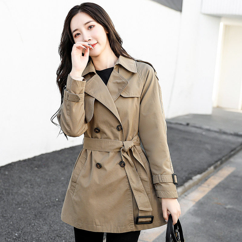 Wind coat woman with long section Korean version 2023 early autumn new high-end temperament pop small sub-thin section Spring and autumn short coat-Taobao