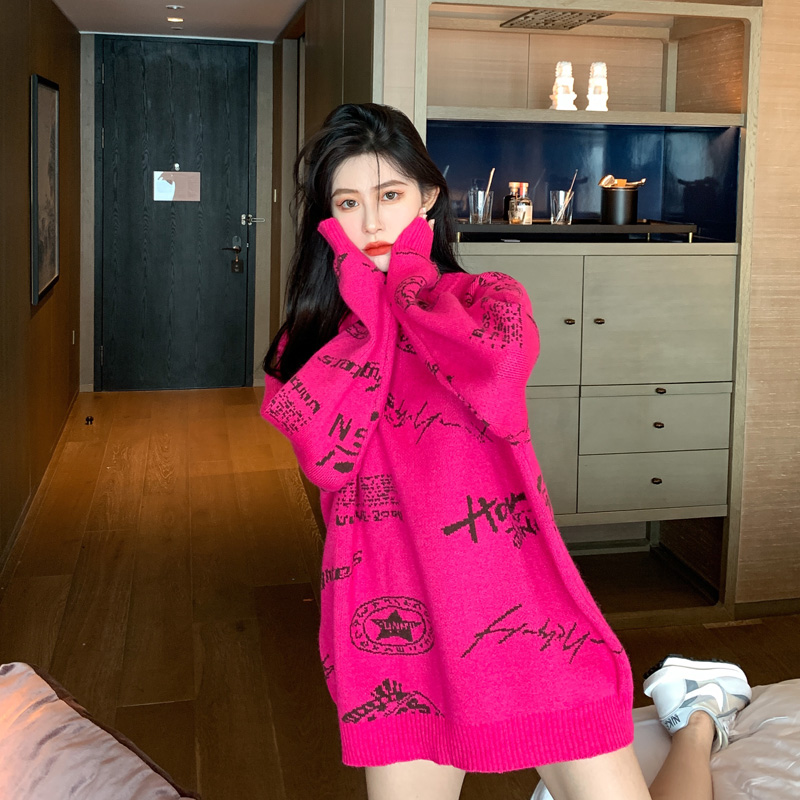 Sweet potato purple 2021 The new sweater women's clothing loot Korean version of the knitted sweatshirt wearing a large size easy tide outside the autumn and winter