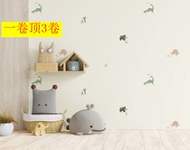 Korean wallpaper imported pure paper wood fiber cute little animal Jurassic dinosaur cartoon childrens room paper