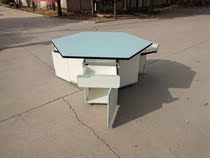 Student Hexagon Table School Experiment Hexagon Computer Desk Training Table Stitching Trapezoidal Combination Table and Chair